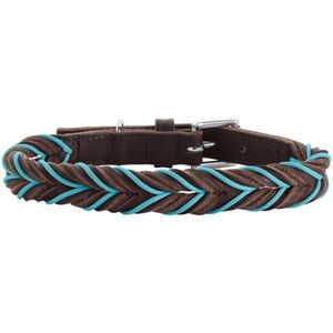 Hunter Solid Education Bruin, Turkoois Leer S Hond Standaard halsband