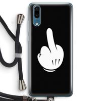 Middle finger black: Huawei P20 Transparant Hoesje met koord