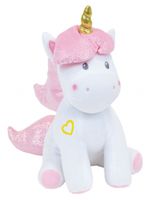 Jemini eenhoornknuffel meisjes 30 cm pluche wit/roze - thumbnail