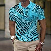 Voor heren POLO Shirt Wafel poloshirt Revers polo Polo's met knopen Golfshirt 3D Print Grafische prints Strijkijzer Wit Geel Marine Blauw blauw Groen Buiten Straat Korte mouw Afdrukken Kleding Lightinthebox