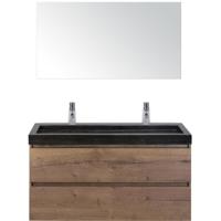 Maxx XL Badmeubelset 120 cm - Tabacco - Wastafel Lucca Enkel 2 Kraangaten met Spiegel