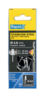 Rapid Blindklinknagels RVS | Ø4,8 x 25 mm | Incl. Boor | 50 Stuks - 5000398