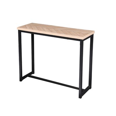 Gebor - Haltafel – Bijzettafel – Hoge Bijzettafel – Industrieel – Visgraat Patroon – Chevron Patroon – Staal –