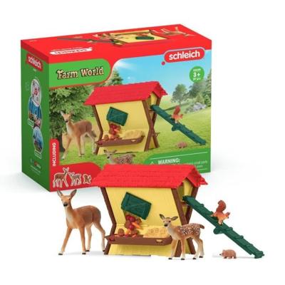 Bosdierenhut, Schleich-kist met hut, 1 hinde, 1 ree, 1 eekhoorn, 1 egel, voor kinderen vanaf 3 jaar - schle