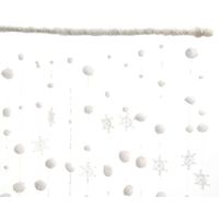 Kerstversiering witte sneeuwbal en sneeuwvlok gordijn 90 x 200 cm   -