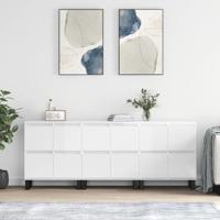 Dressoirs 3 st bewerkt hout hoogglans wit