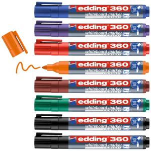 Edding 360 4-360-8-S2999 Whiteboardmarkerset Zwart, Rood, Blauw, Groen, Oranje, Bruin, Violet 8 stuk(s)