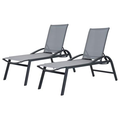 Qopps Beaufort ligbed per 2 stuks royal Grey frame textileen