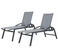 Qopps Beaufort ligbed per 2 stuks royal Grey frame textileen