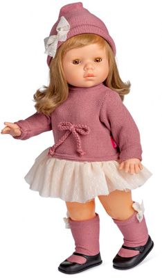 Berjuan pop Colette meisjes 45 cm vinyl/textiel roze/wit