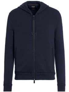 Zegna hoodie en maille fine à fermeture zippée - Bleu