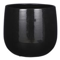 Mica Decorations Plantenpot - keramiek - zwart glans - D25/H20 cm   -