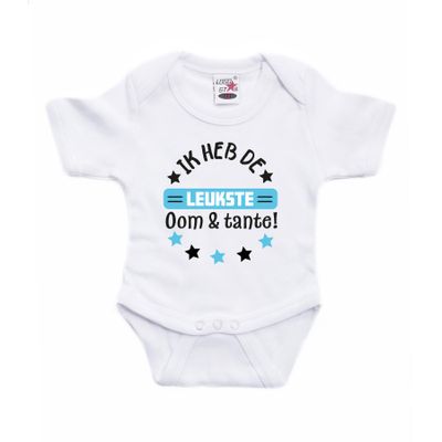 Baby rompertje - blauw - leukste oom & tante - cadeau romper - kraamcadeau