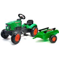 FALK - Rode pedaaltractor met supercharger met openende kap en trailer
