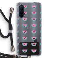 Smiley watermeloenprint: OnePlus Nord CE 5G Transparant Hoesje met koord
