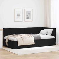 Hoekbedframe met hoofdeinde Zwart 90 x 190 cm Stof