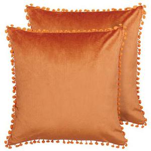 Beliani-AERANGIS -Sierkussen set van 2-Oranje-45 x 45 cm-Fluweel