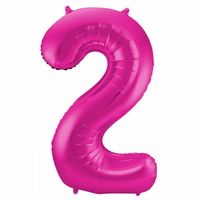 Cijfer 2 ballon roze 86 cm   -
