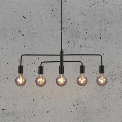 Zwarte verstelbare hanglamp &apos;Gloom&apos; Nordlux 5 fittingen rond 740mm