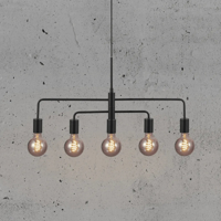 Zwarte verstelbare hanglamp &apos;Gloom&apos; Nordlux 5 fittingen rond 740mm