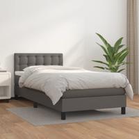 Boxspring met matras kunstleer grijs 90x200 cm