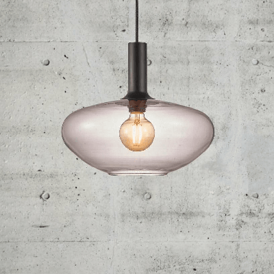 Zwarte hanglamp Nordlux &apos;Alton 35&apos; E27 fitting smokeglas 35 cm