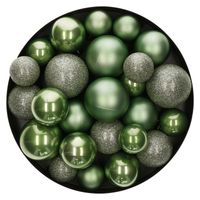 Decoris kerstballen - 30x st - salie groen - 4/5/6 cm - kunststof - Kerstbal - thumbnail