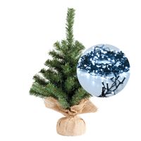 Mini kerstboom 35 cm - met kerstverlichting helder wit 300 cm - 40 leds - thumbnail