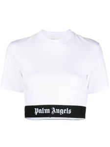 Palm Angels t-shirt crop à bande logo - Blanc