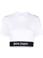 Palm Angels t-shirt crop à bande logo - Blanc