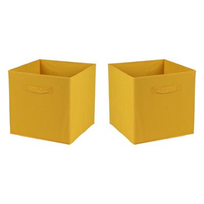 Opbergmand/kastmand Square Box - 2x - karton/kunststof - 29 liter - oker geel - 31 x 31 cm