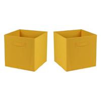 Opbergmand/kastmand Square Box - 2x - karton/kunststof - 29 liter - oker geel - 31 x 31 cm