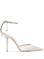 Jimmy Choo escarpins Saeda 100 mm à ornements en cristal - Blanc