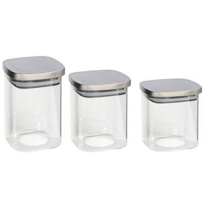 Set van 3x keuken voedsel opslag voorraadpotten glas in 3 formaten - Voorraadpot