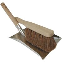 Stoffer en blik set verzinkt/hout - kokosharen - voor buiten - 23 x 21 cm