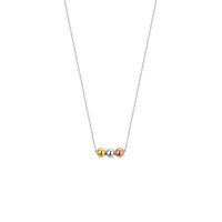 Ketting Bolletjes Tricolor geel-wit- en rosegoud 40-42-44 cm - thumbnail