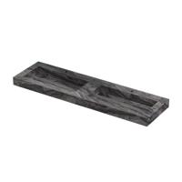 INK Pitch Wastafel keramische slab bak dubbel met drain en front en side skirts 2 kraangaten 160x45x9 Venice brown glossy