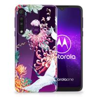 Motorola One Macro | TPU Hoesje | Bird Flowers