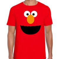 Rode cartoon knuffel gezicht - verkleed t-shirt - rood - voor heren - Carnaval