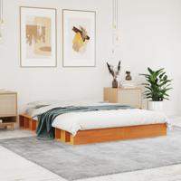 Bedframe zonder matras massief grenenhout wasbruin 120x190 cm