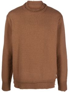 Maison Margiela pull en maille à coudières - Marron