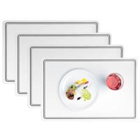 Cosy en Trendy tafel placemat Renee - 6x - PU-leer/leer look - wit - 43 x 30 cm - tafel onderleggers