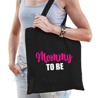 Mommy to be cadeau katoenen tas zwart voor dames - Cadeau aanstaande mama - thumbnail