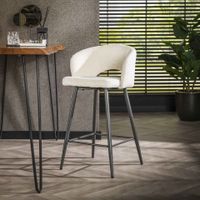 LifestyleFurn Barstoel 'Arnie' Bouclé, kleur Wit (zithoogte 69cm)