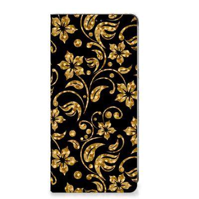 Samsung Galaxy S24FE Smart Cover Gouden Bloemen Samsung Galaxy S24FE Smart Cover Gouden Bloemen