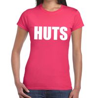 HUTS tekst t-shirt roze dames - thumbnail