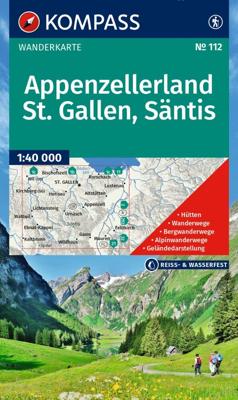 Wandelkaart 112 Appenzellerland - St.Gallen - Säntis | Kompass Wandelkaart 112 Appenzellerland - St.Gallen - Säntis | Kompass