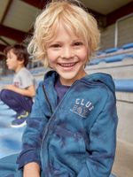 Jongenssportsweater "tie and dye" met rits en capuchon donkerblauw - thumbnail