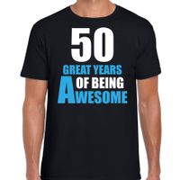 50 great years of being awesome verjaardag cadeau t-shirt zwart voor heren - thumbnail