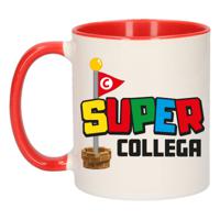Cadeau koffie/thee mok voor collega - rood - super collega - keramiek - 300 ml